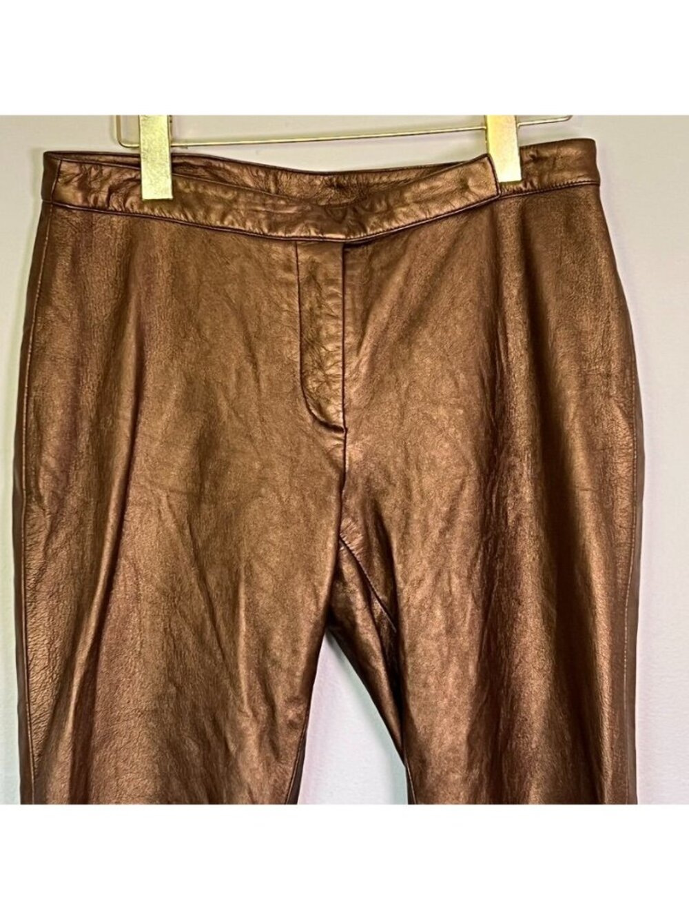 Vintage Laundry Shelli Segal Leather Pants Copper Bootcut 8 Buttery Soft Chic - Picture 2 of 16